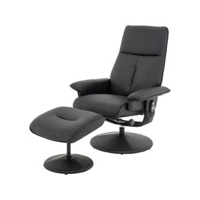 1 Poltrona Massagem Reclinavel Nebraska Rivatti PU Preto com Controle e Apoio para Pes